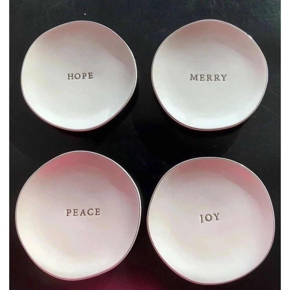 Hearth & Hand Magnolia Christmas Plates 4 Stoneware Appetizer/Bread/Dessert